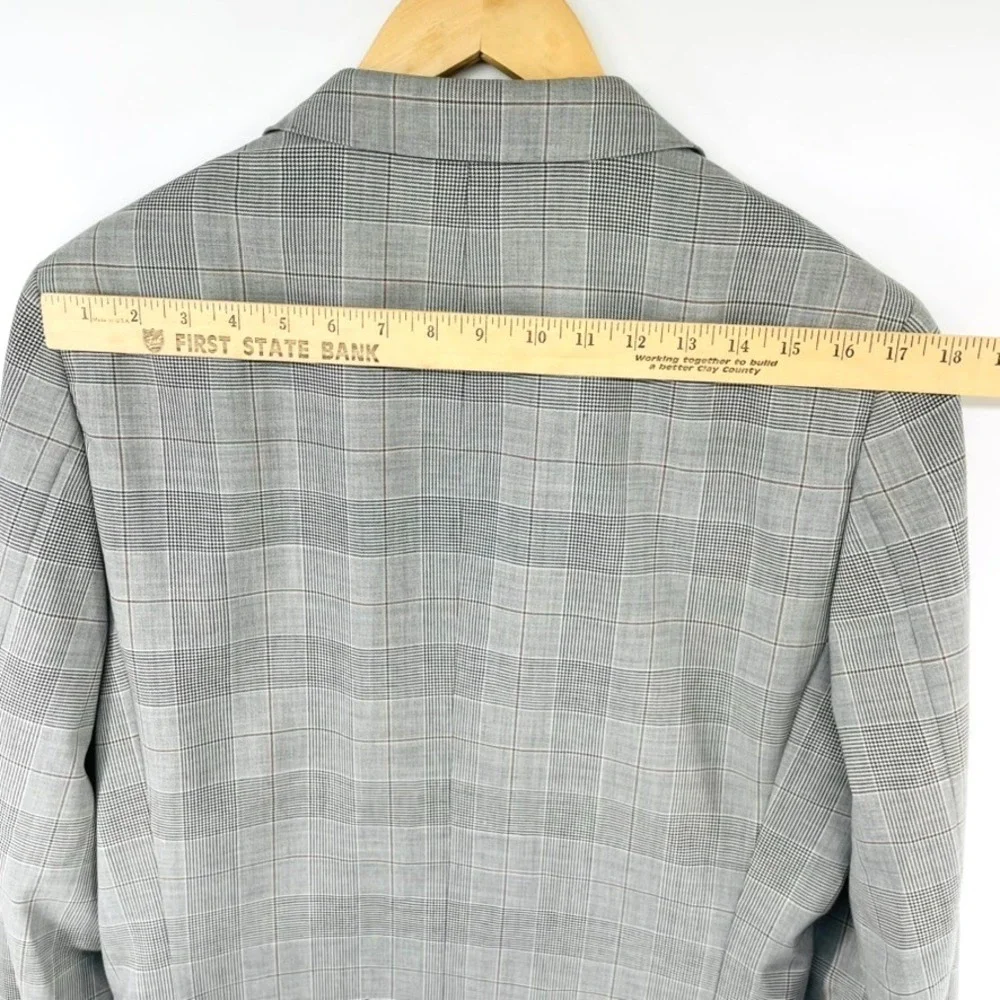 Banana Republic Blazer Men 40L Modern Slim Fit‎ Glen Plaid Italian Wool Gray